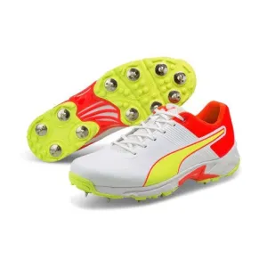 PUMA Spike 19.2 Red Blast Yellow Alert-White Cricket Shoe