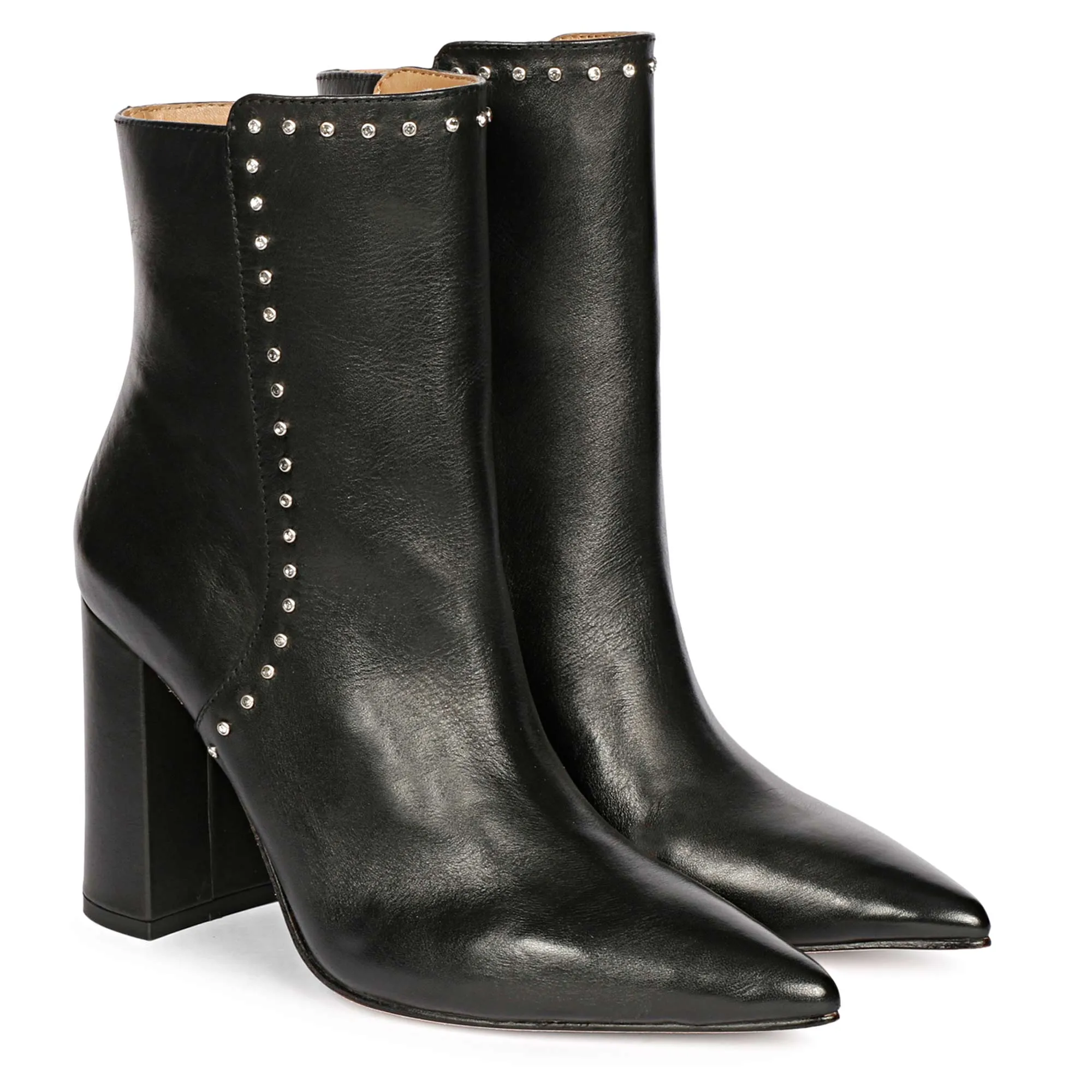 Saint Fia Black Leather Block Heel Boots