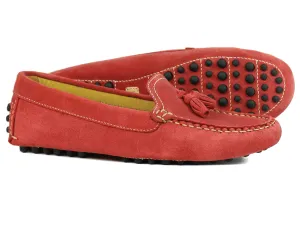 SALE SALCOMBE Ladies Red Suede Driving Loafer with Tassels by orca Bay