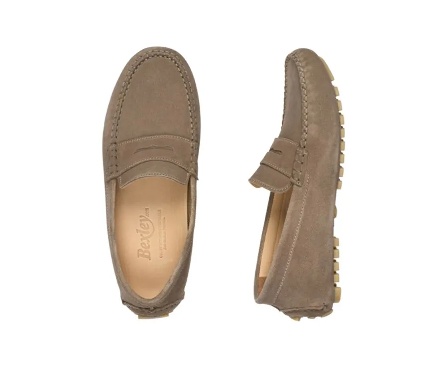 Taupe Men&#039;s Driving Moccasins - BISCAYNE