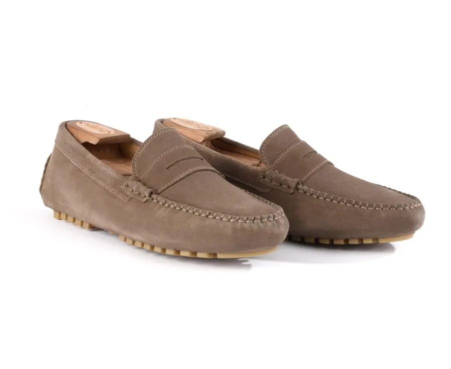 Taupe Men&#039;s Driving Moccasins - BISCAYNE