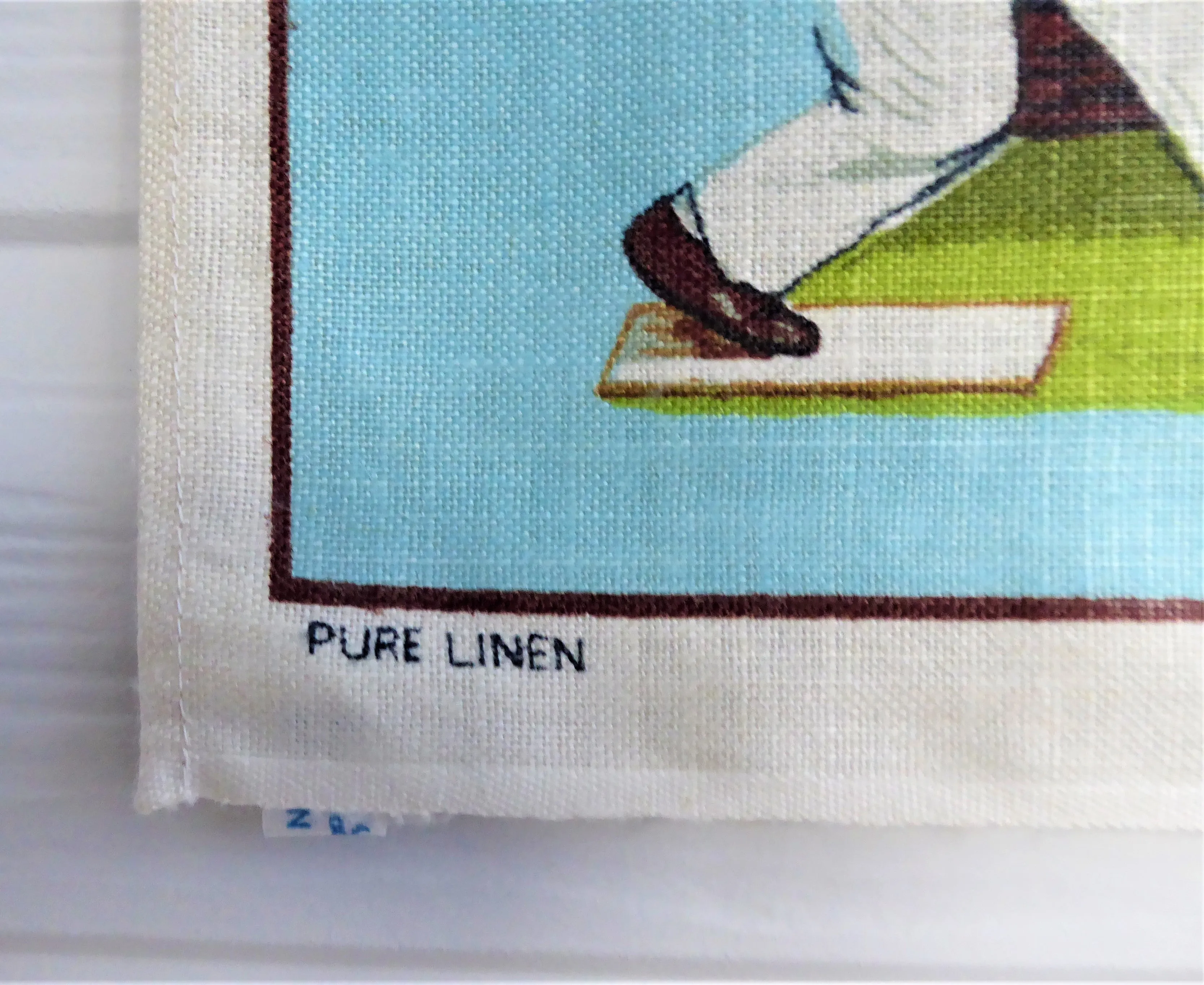 Tea Towel Lawn Bowls Sir Walter Raleigh 1960s Linen History Of Lawn Bowling