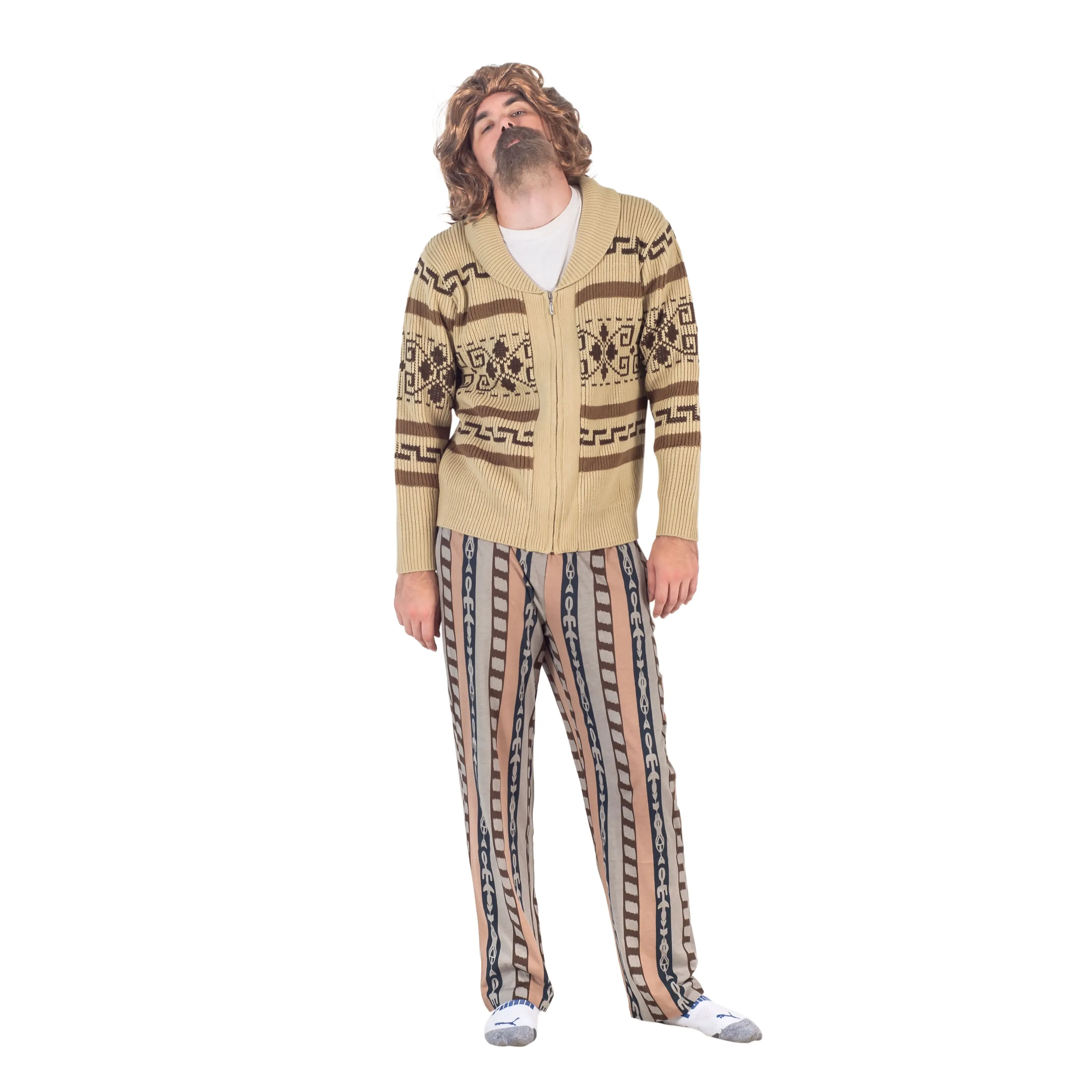 The Dude Lebowski Bowling Movie Character Cardigan Sweater and Lounge Pants Halloween Costume Set