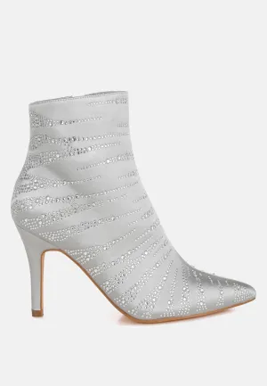 Toget Satin Rhinestone Ankle Party Boots