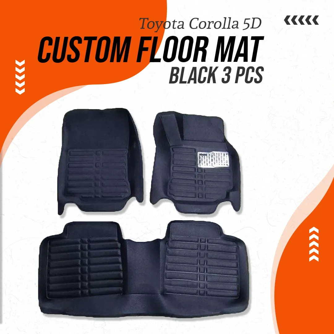 Toyota Corolla 5D Custom Floor Mat Black 3 Pcs - Model 2014-2023