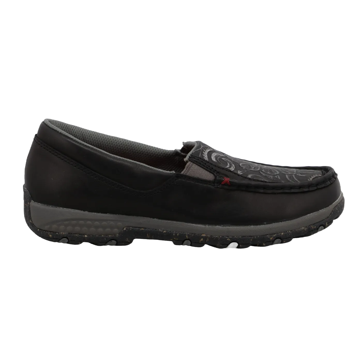 Twisted X Women's Slip-On Driving Moc Black and Tooled Shoe WXC0014