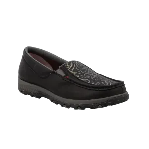 Twisted X Women's Slip-On Driving Moc Black and Tooled Shoe WXC0014