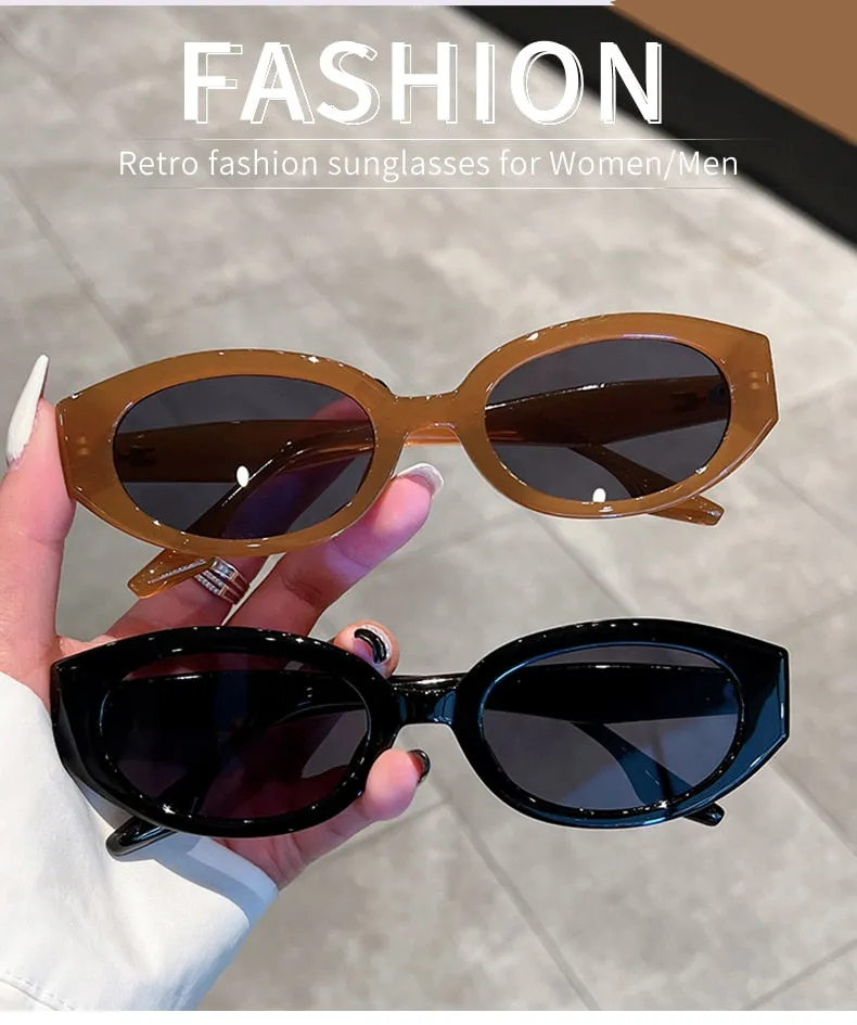 Unisex Designer Fashion Retro Vintage Oval Gradient Eyewear Sunglasses