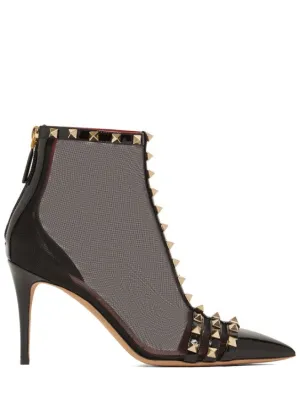 Valentino Garavani   90mm Rockstud mesh ankle boots 