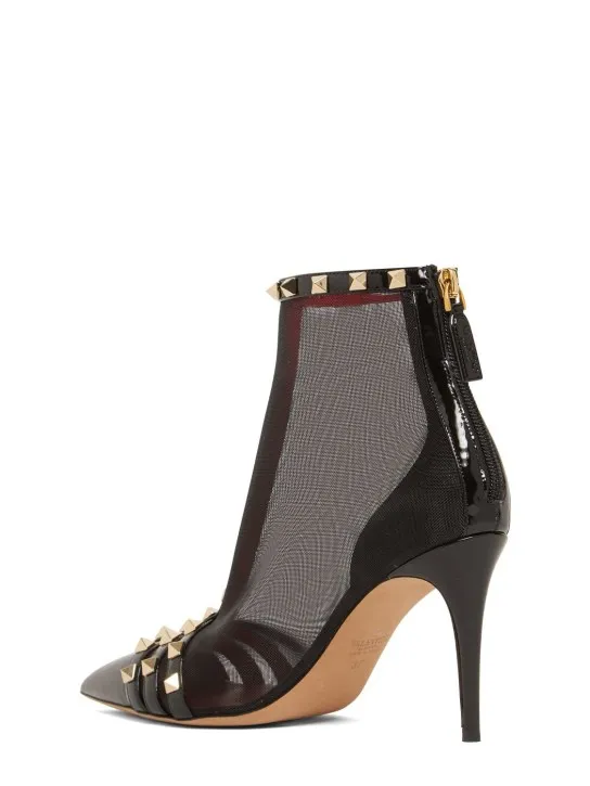 Valentino Garavani   90mm Rockstud mesh ankle boots 