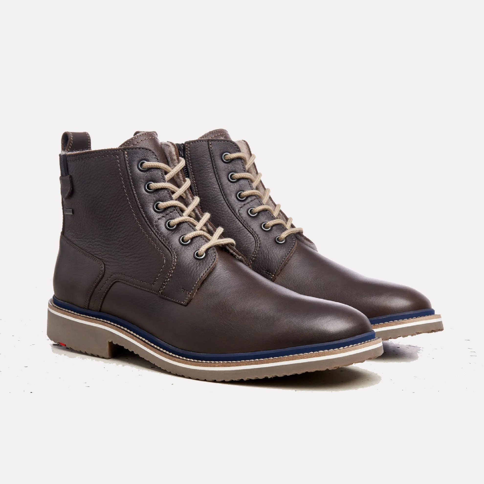 Vidal Lace-up Ankle Boot with Sheepskin Lining / Brown