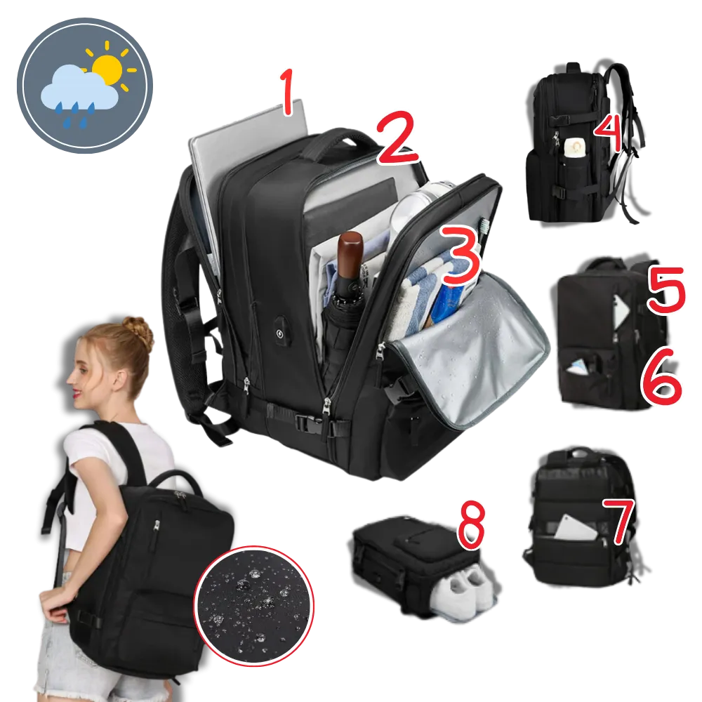 Waterproof USB Charging Travel Rucksack