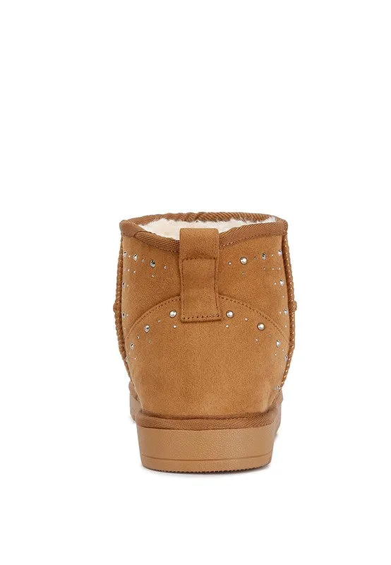 Winifred Rhinestone Embellished Fur Lined Boots // Tan or Black