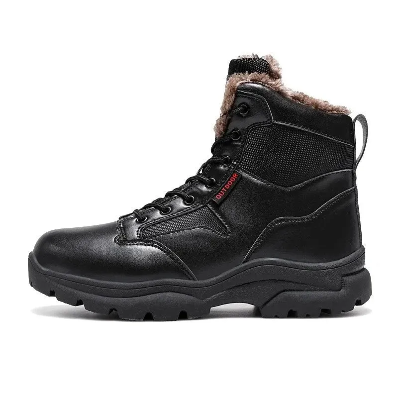 Winter Snow Boots Men Thick Fur Waterproof Ankle Boots With Lace Up Men's Wear-Resistant Men Boots Soft Casual Boots