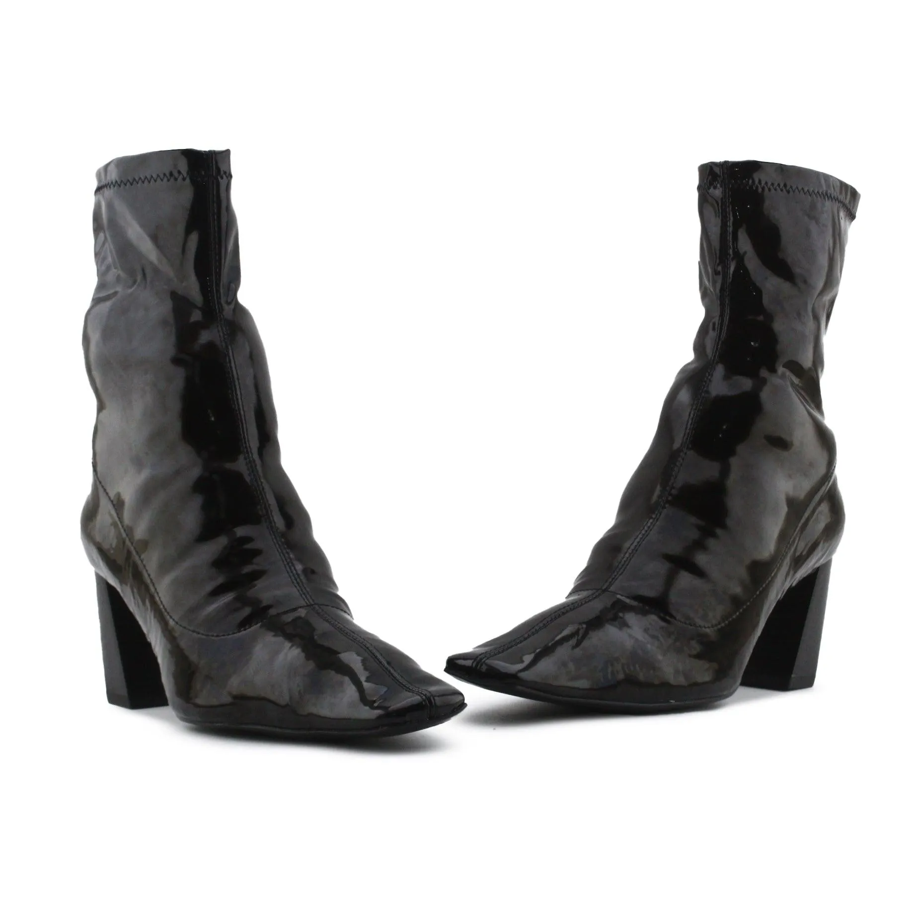 Zara Block Heels Sock Boots | 100% Synthetic leather