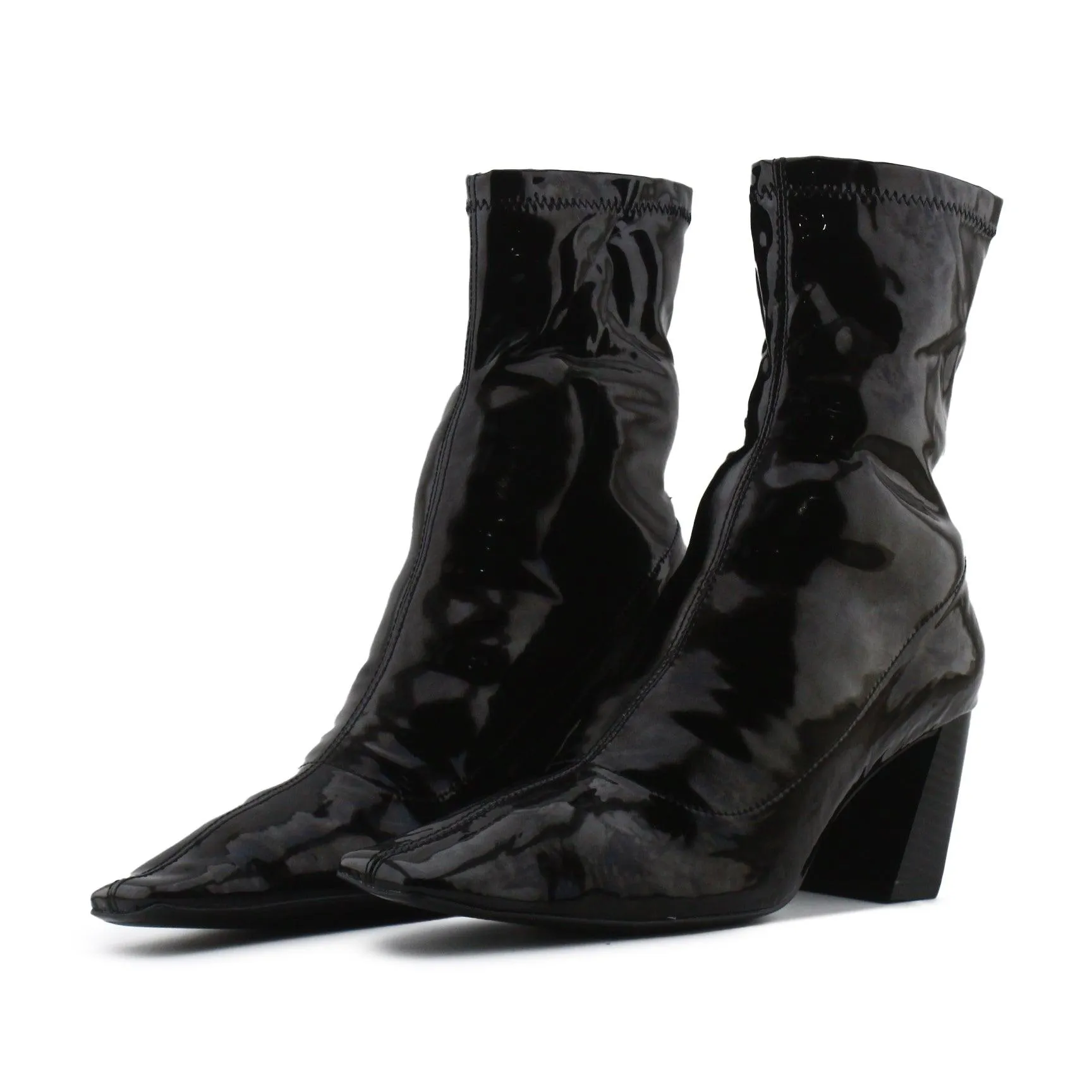 Zara Block Heels Sock Boots | 100% Synthetic leather